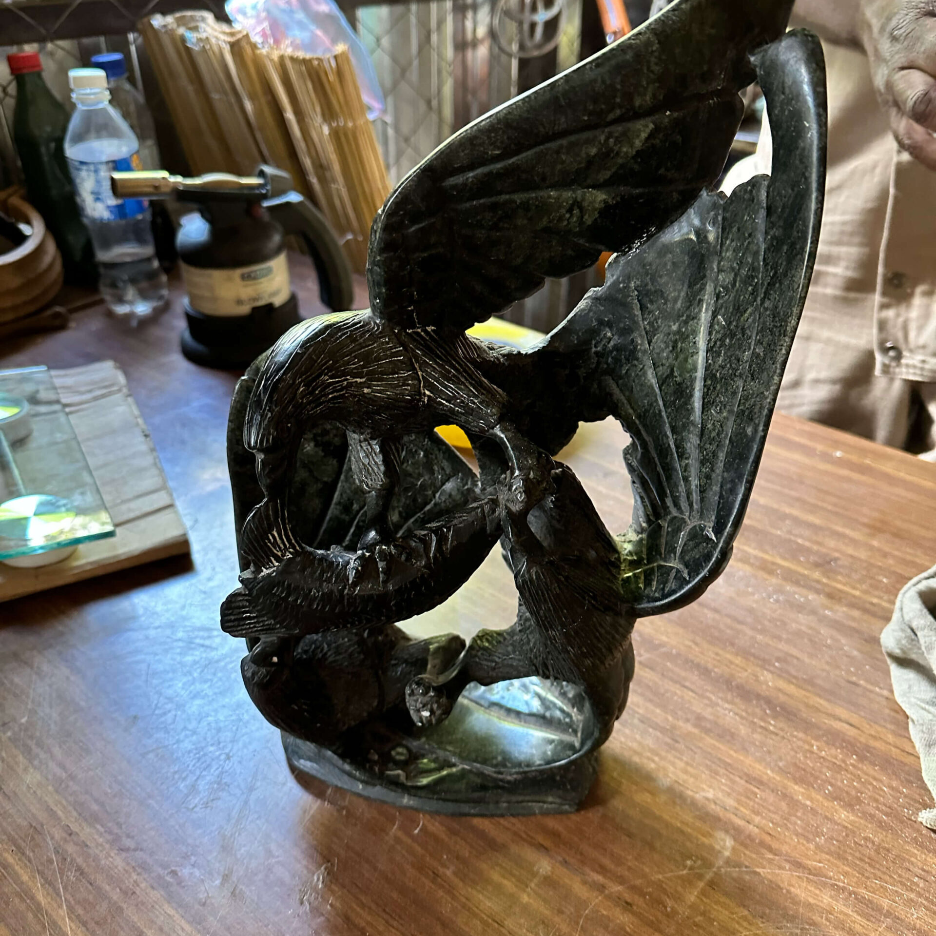 Carved Stone Sculpture of two zimbabwe eagles